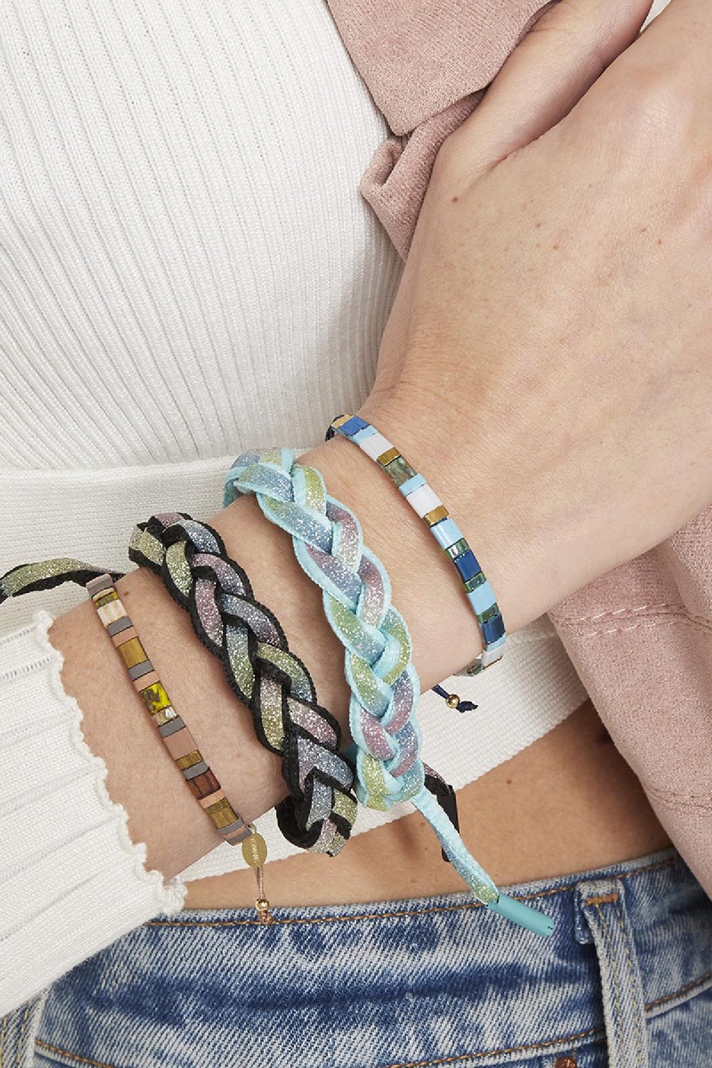 Armband Braid Glitter Orange Polyester One size h5Bild2